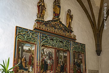 Kopie des berühmten, um 1512-1515 entstandenen Grünewald’schen „Isenheimer Altars“ , Münster St. Johannes, Neumarkt in der Oberpfalz, Bayern, Deutschland,